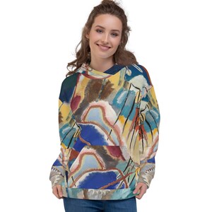 Abstract Print Designer Unisex Hoodie, Gift for her, Gift for him, Wassily Kandinsky Print Comfortable Hoodie