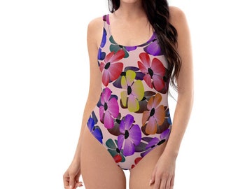 Floral Premium One-Piece Swimsuit, Gift for Her, Birthday Gift, Colorful Comfortable Summer Swim Wear