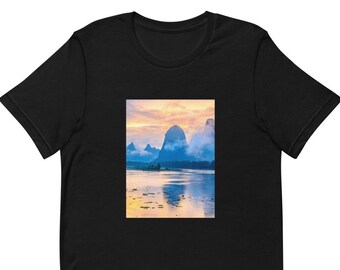 Landscape Print Short Sleeve Unisex Cotton Bella Canvas T-Shirt, gift for women, gift for men, birthday gift, scenery print T shirt