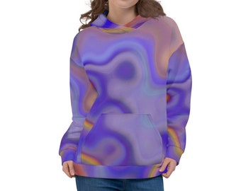 Purple Blue Abstract Designer Unisex Hoodie, Gift for her, Gift for him, Abstract design comfortable hoodie