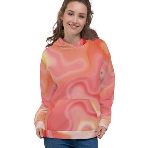 Orangey Red Abstract Designer Unisex Hoodie, Gift for her, Gift for him, Abstract design comfortable hoodie
