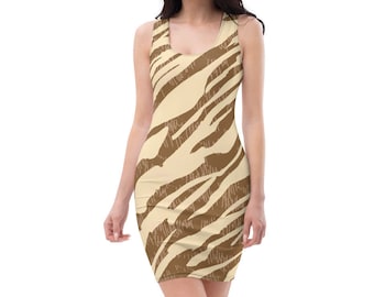 Vestido ajustado con estampado de rayas de tigre: prenda informal sin mangas