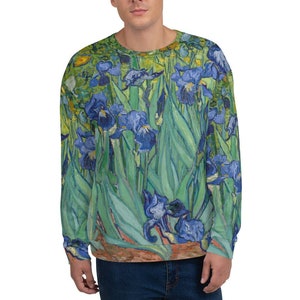 Van Gogh Irises Print Unisex Sweatshirt, Gift for her, Gift for him, Birthday Gift, Christmas Gift, Van Gogh Designer Unisex Sweater