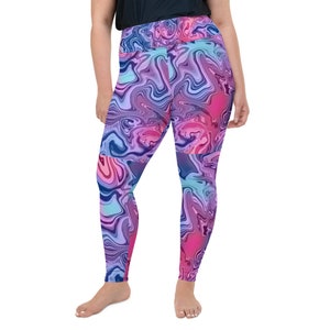 Marble Design All-Over Print Plus Size Leggings, Gift for Her, Birthday Gift, Marble Print Plus Size Tights, Plus Size Winter Leggings
