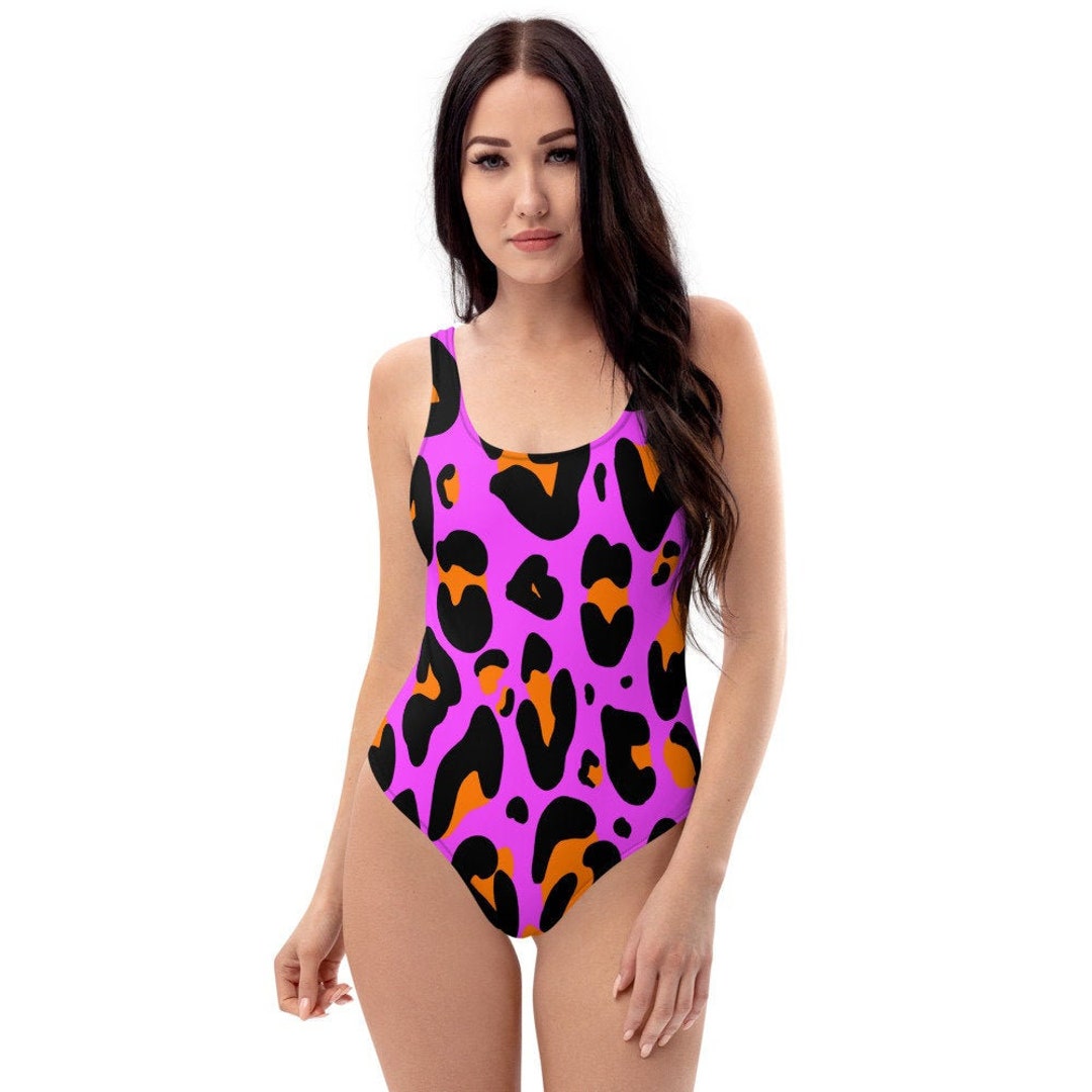 purple leopard print bathing suit