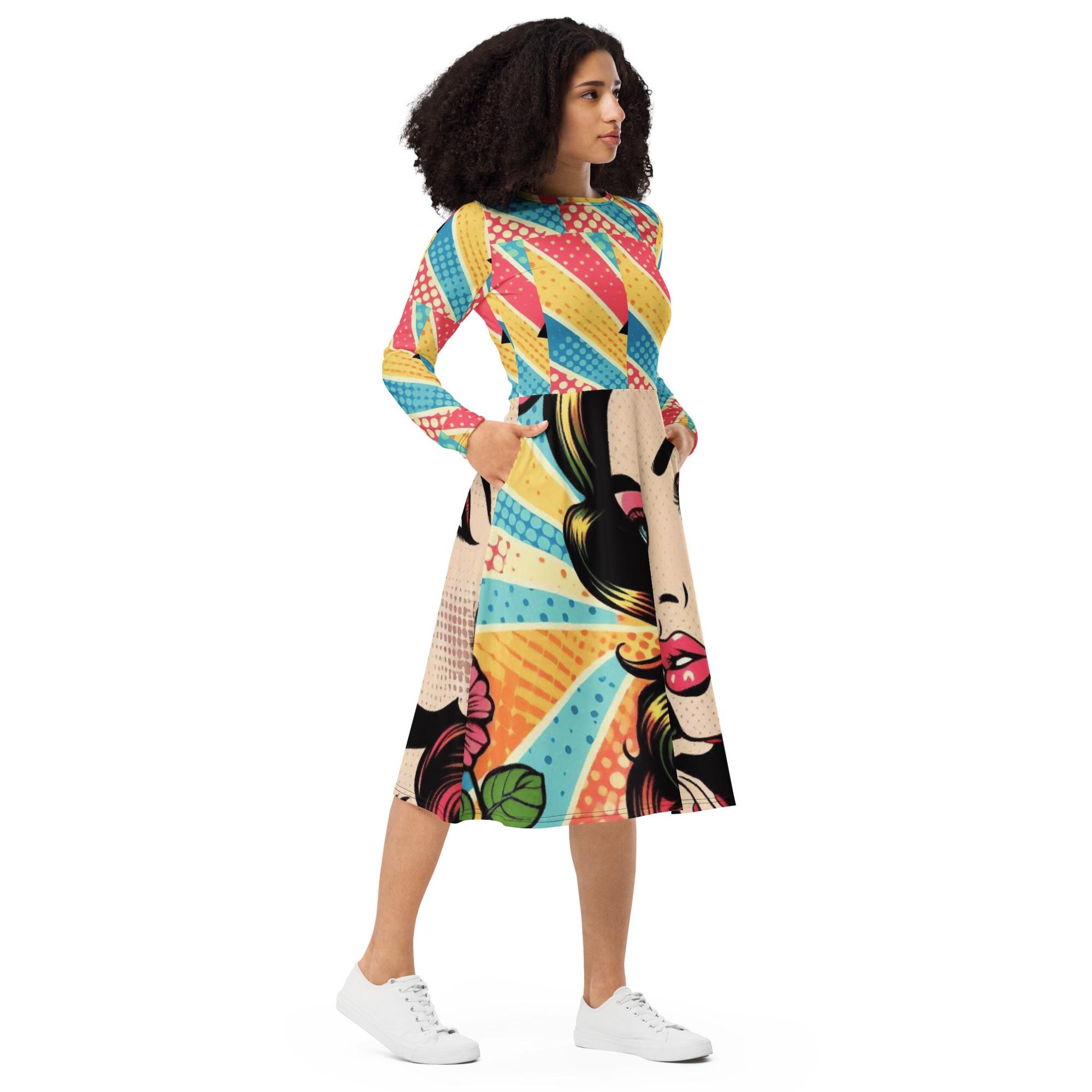 pop art party dress Neon Pop Art Sundress Colorful Skirt Outfit Vibrant Skater Dress Hot Pink Women's Plus Size Summer Clothes Bright Party Flare Mini Dresses