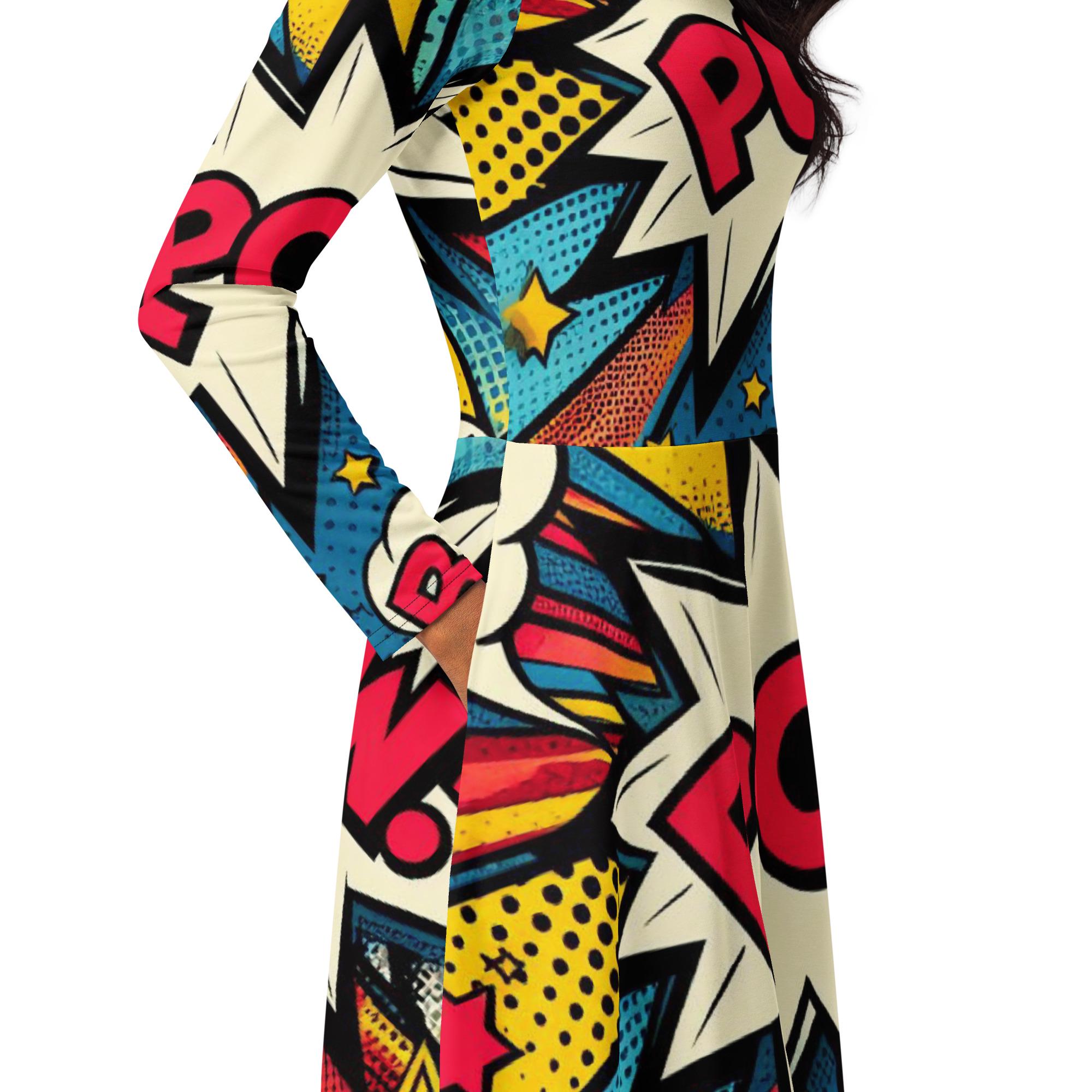 Comic Book Print Pop Art Midi Dress | Colorful Artistic Dress | Retro Style