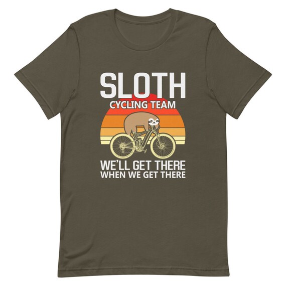 Funny Sloth Cycling Team T-shirt: Bella Canvas Unisex Cotton Tee
