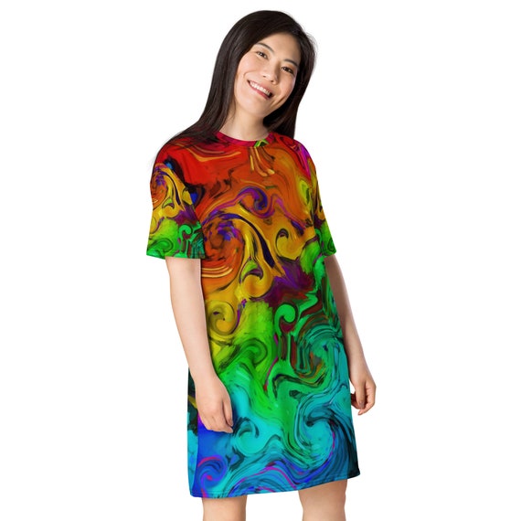 designer tshirt dress designer t shirt dress Women's 100% Organic Cotton T-Shirt Dress L / Willow  Green
