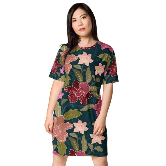 Batik Inspired Floral T Shirt Dress | Heritage Style | Cultural Fashion | For Culture Lovers