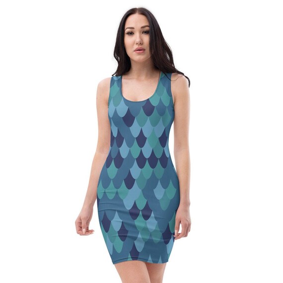 Blue snake shop print dress
