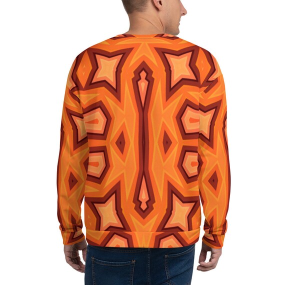 Geometric Design Unisex Sweatshirt Gift for Her Gift for Him Birthday Gift Christmas Gift Orange Designer Unisex Sweater Etsy UK