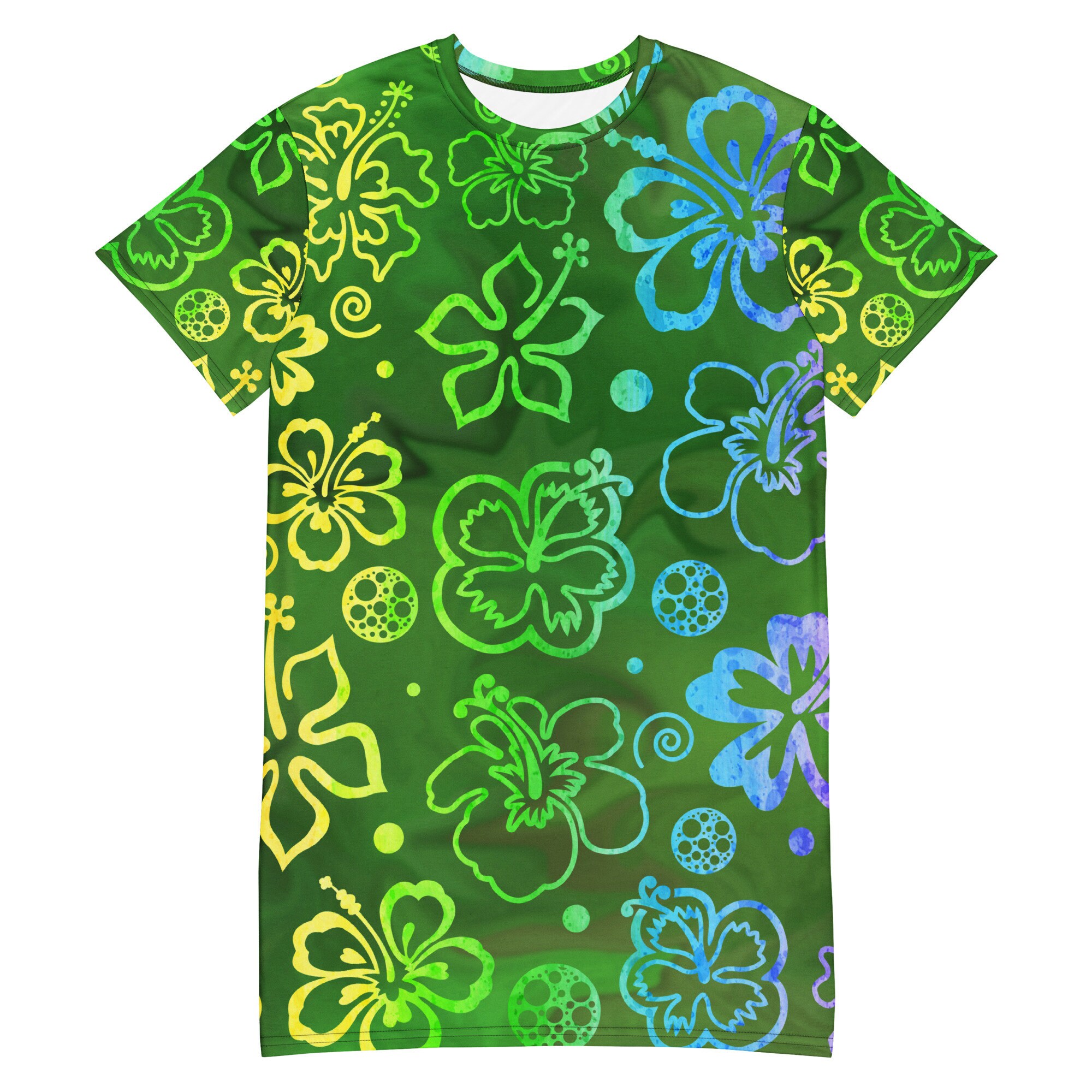 Emerald Green Floral T-shirt Dress: Colorful Designer Plus Size Dress - Etsy