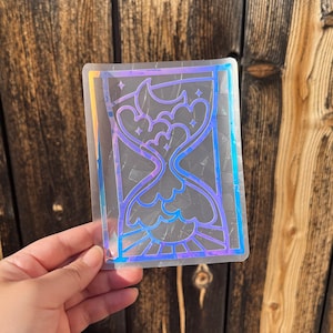 Sun and Moon Hourglass Sun Catcher | Holographic Sun Catcher | Suncatcher Window Cling Film | Vinyl Rainbow Maker Window Decal