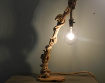 Treibholz Tischlampe mit Palettenholzsockel, Wohnzimmer Tischlampe, Wohnzimmer Beleuchtung