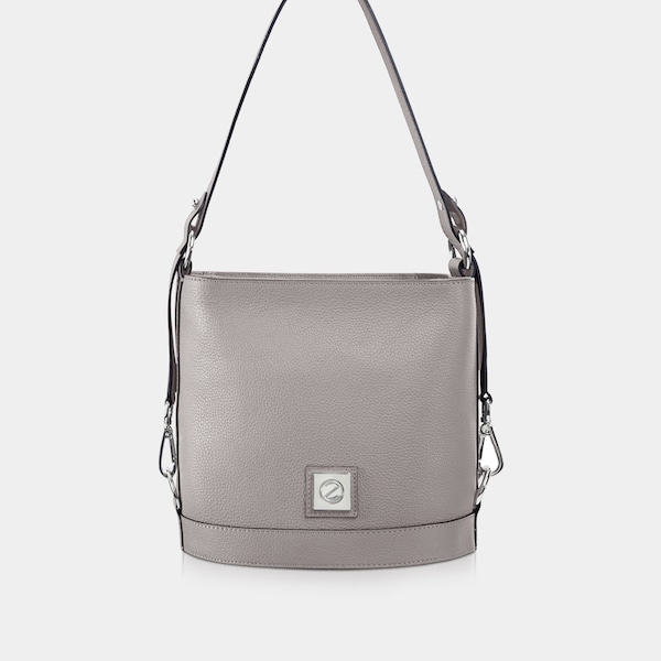 Thalia Genuine Leather Handbag, Top Handle Classic Bucket bag Made in Switzerland