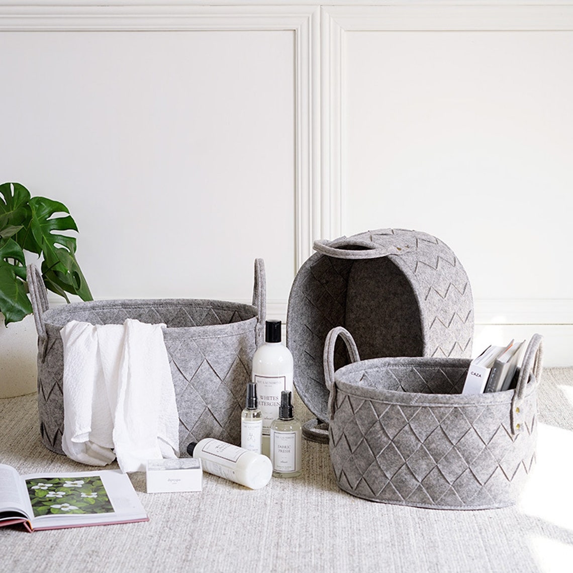 Woven Light grey Home storage basketcustom made in size and Etsy