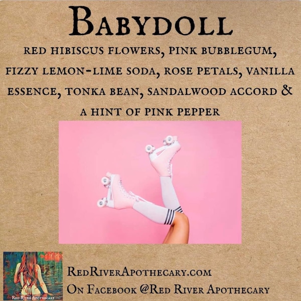 Babydoll Perfume Oil, Indie Perfume, Hibiscus, Bubblegum, Vanilla, Sandalwood, Tonka Bean