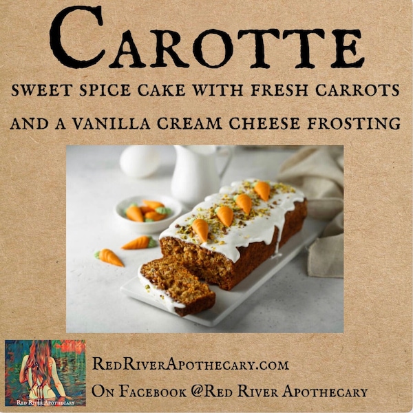 Carotte Perfume Oil, Indie Perfume, Carrot Cake Scent, Spiced Cake, Carrots, Cream Cheese Frosting, Indie