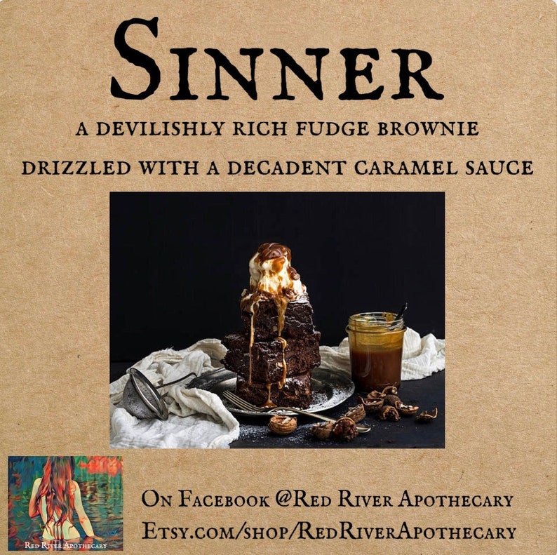 Sinner Perfume Oil, Indie Perfumes, Gourmand, Chocolate Fudge Brownie, Caramel, Chocolate Perfume, Sweet image 1