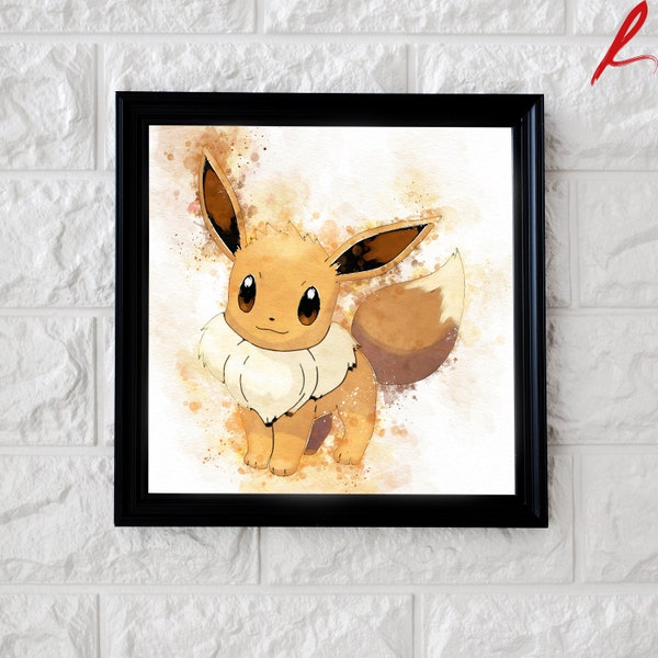 Druckbares Eevee Poster, Eevee Pokemon Digitaldruck, Pokemon Party Dekor, Sofort Download Pokemon Wandkunst