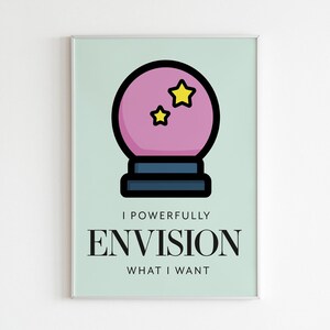 I Powerfully Envision What I Want" motiverende digitale poster – muurkunst met hoge resolutie voor inspiratie en duidelijkheid