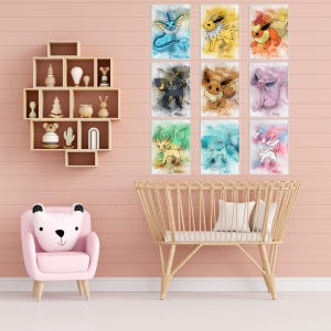 All Eeveelutions Pastel Family Poster | Digital Download Pokémon Wall Art