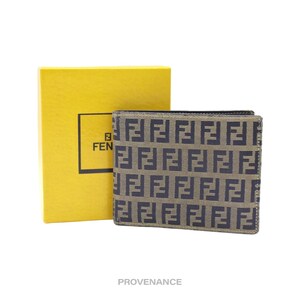 Cartera plegable Fendi - Micro FF Zucca Canvas Azul marino