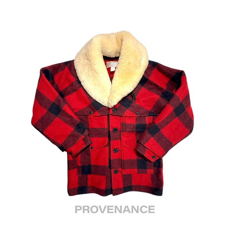Abrigo de lana Filson Mackinaw a cuadros rojos y negros, talla 38 imagen 5