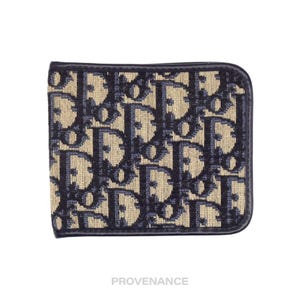 Cartera plegable Dior Oblique Trotter - Jacquard azul marino