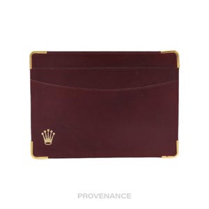 Cartera para tarjetas Rolex - Piel de becerro color burdeos