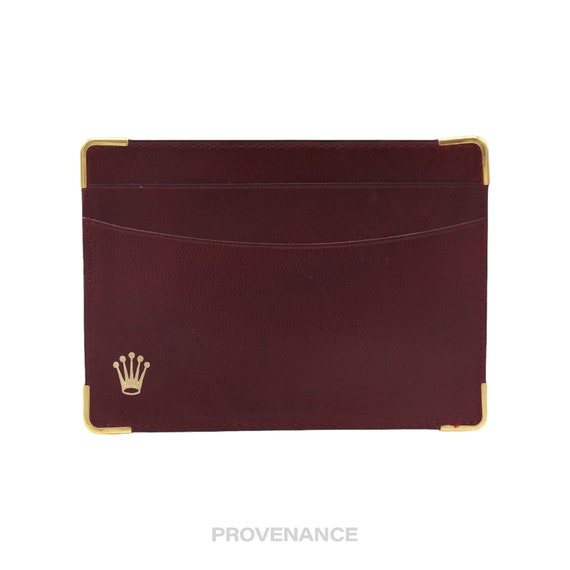 Rolex Card Holder Wallet Burgundy Calfskin Leather Etsy