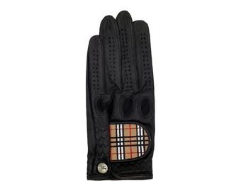 Burberry Golf Glove - Black Leather Nova Check M