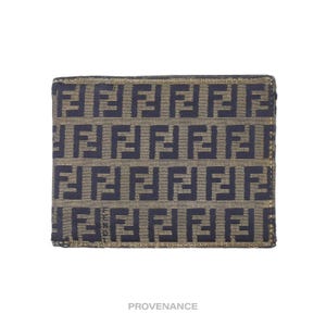 Cartera plegable Fendi - Micro FF Zucca Canvas Azul marino