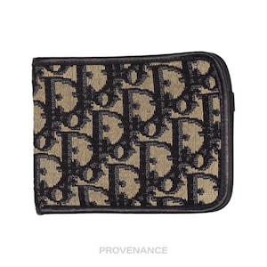 Cartera plegable Dior Oblique Trotter - Jacquard azul marino