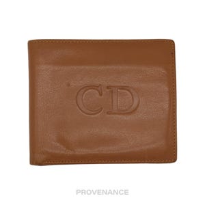 Cartera plegable con CD de Christian Dior - Piel color canela