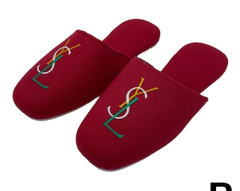 Yves Saint Laurent YSL Twill Logo Slipper - Red