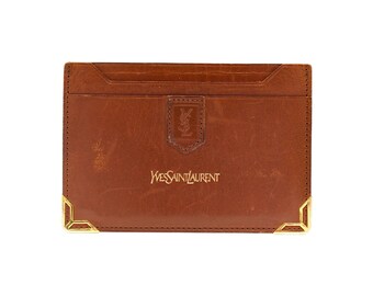 Yves Saint Laurent YSL ID Card Wallet - Brown Leather