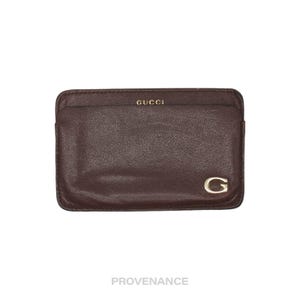 Cartera porta tarjetas Gucci G - Piel marrón