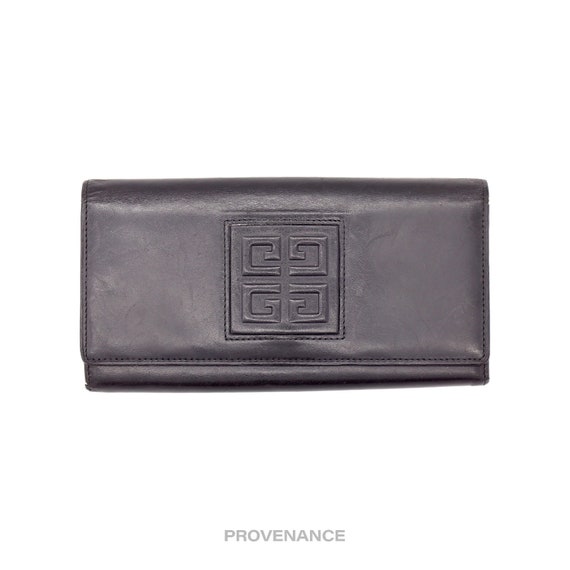 Givenchy Logo Snap Long Wallet - Black Leather