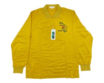 BALENCIAGA Embroidered Long Sleeve Polo Shirt - Yellow