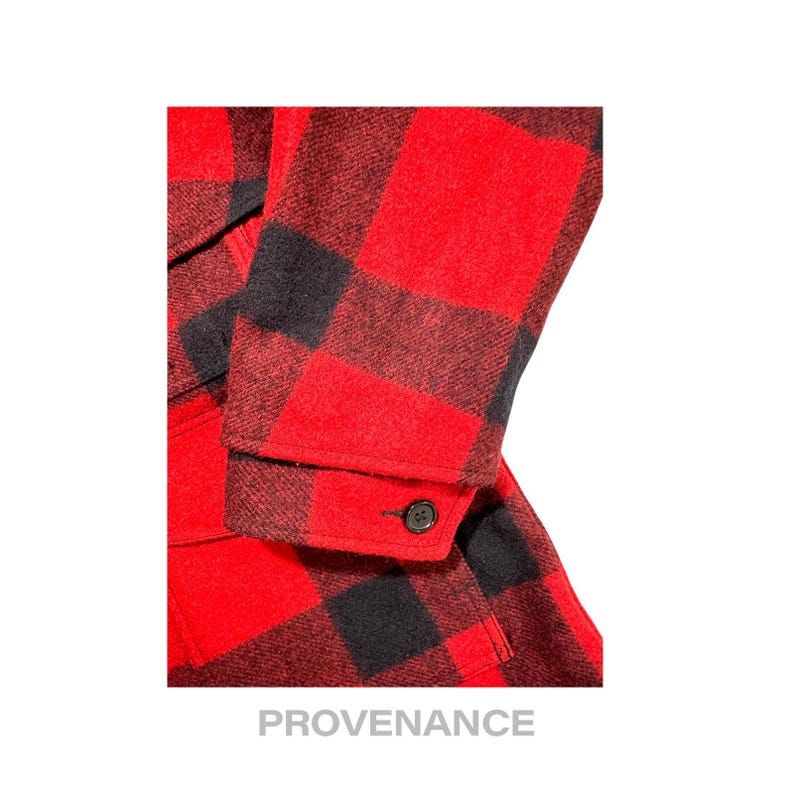 Abrigo de lana Filson Mackinaw a cuadros rojos y negros, talla 38 imagen 11
