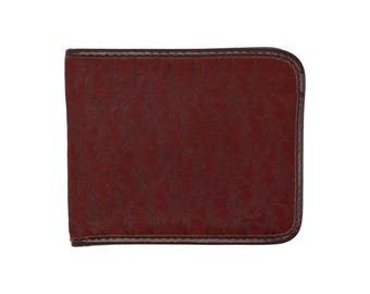 Rare Christian Dior Maroon Red Trotter Diorissimo Canvas Bi-fold