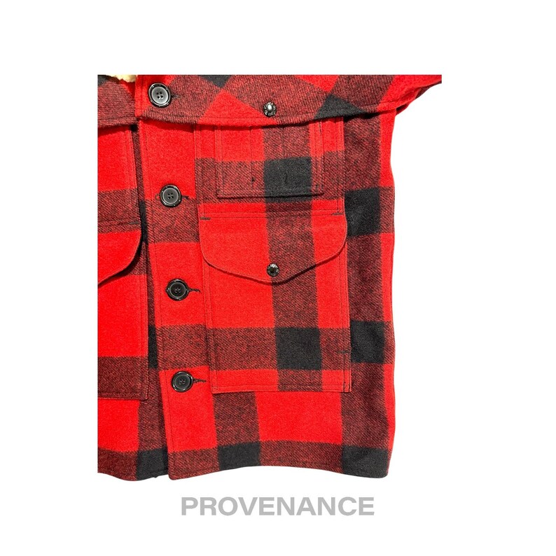 Abrigo de lana Filson Mackinaw a cuadros rojos y negros, talla 38 imagen 8