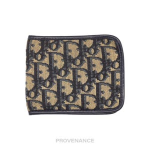 Cartera plegable Dior Oblique Trotter - Jacquard azul marino