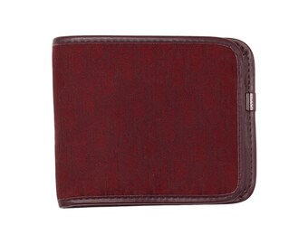 Rare Christian Dior Maroon Red Trotter Diorissimo Canvas Bi-fold
