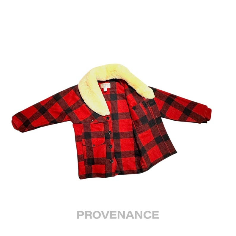 Abrigo de lana Filson Mackinaw a cuadros rojos y negros, talla 38 imagen 2