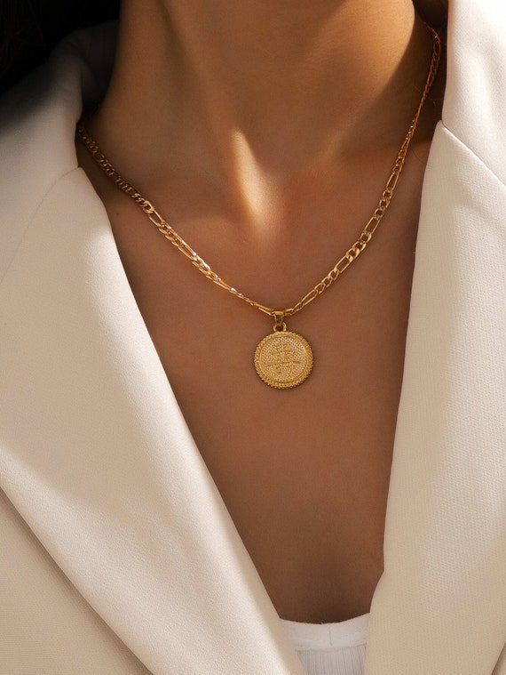 Gold Coin Necklace Chinese Symbol 