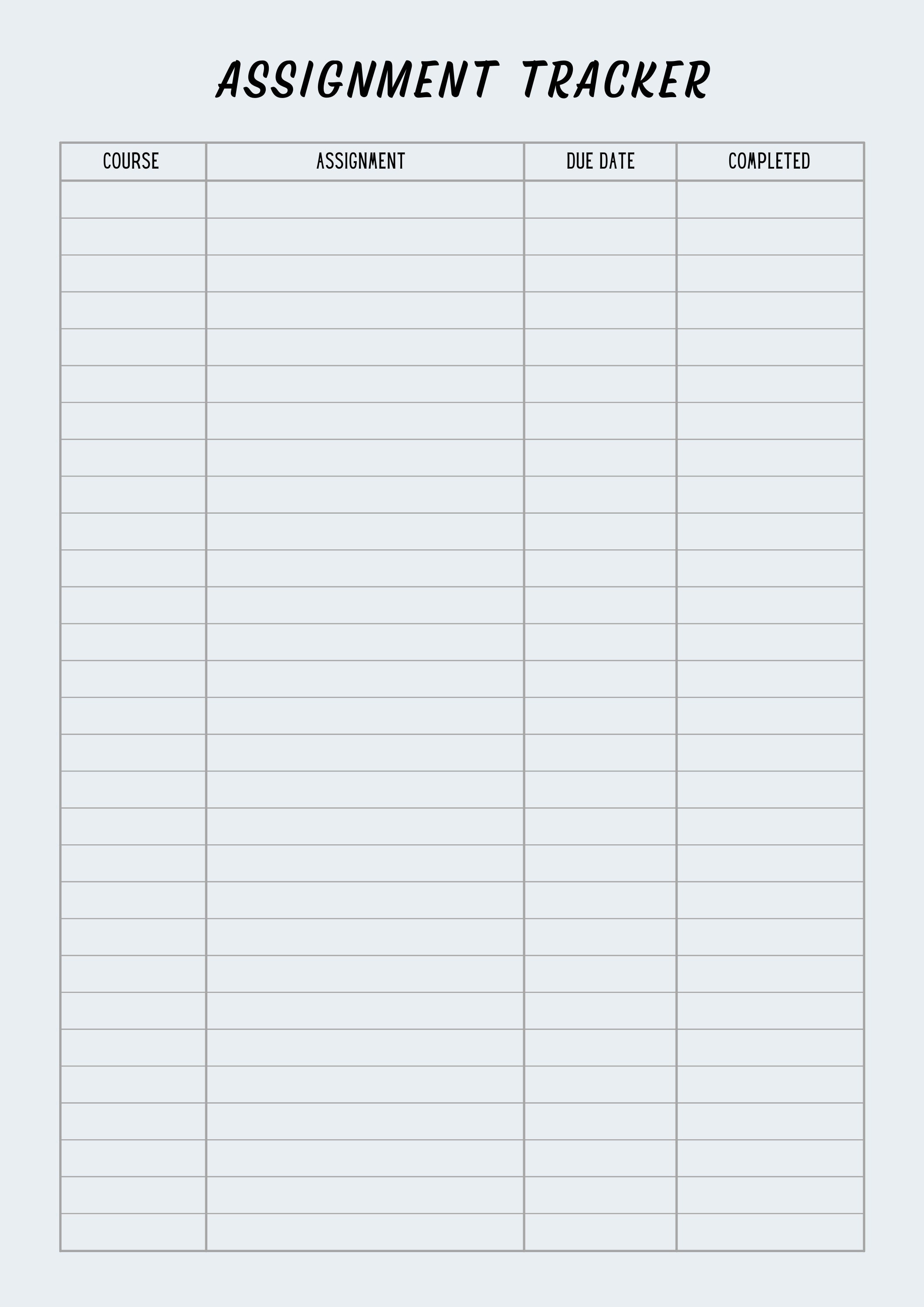 Buy Assignment Tracker PRINTABLE / Printable PDF / Homework Log ...