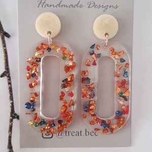 Resin Oval Link Drop Earrings
